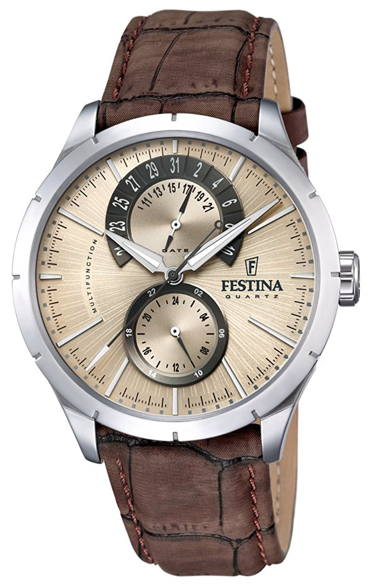 Festina Herrklocka F16573-9 Silverfärgad/Läder Ø44 mm - Festina
