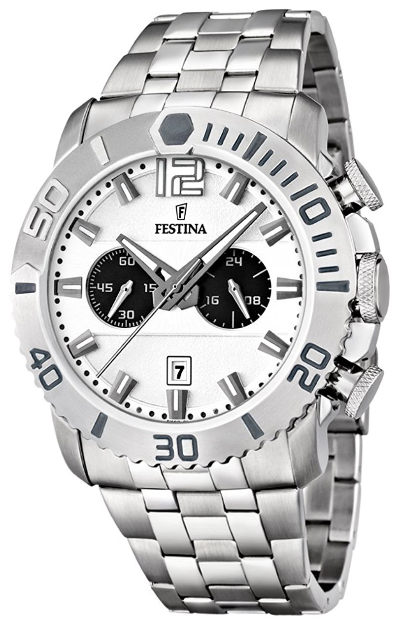 Festina Herrklocka F16613-1 Vit/Stål Ø47 mm - Festina