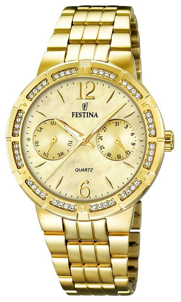 Festina Damklocka F16701-2 Champagnefärgad/Gulguldtonat stål Ø36 mm - Festina