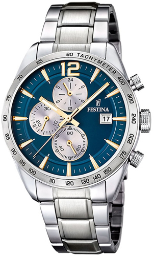 Festina Herrklocka F16759-7 Timeless Blå/Stål Ø43.5 mm - Festina