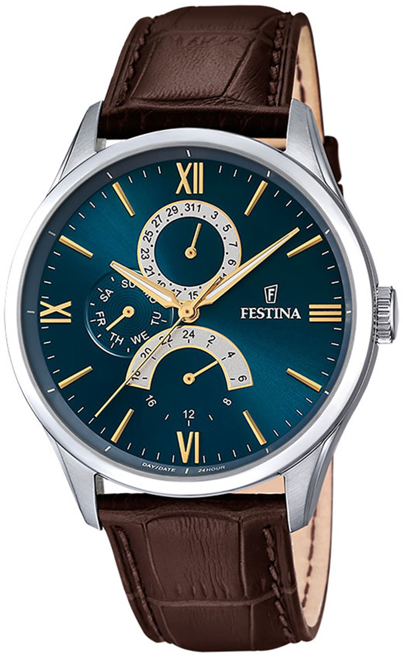 Festina Herrklocka F16823-A Timeless Blå/Läder Ø43.5 mm - Festina