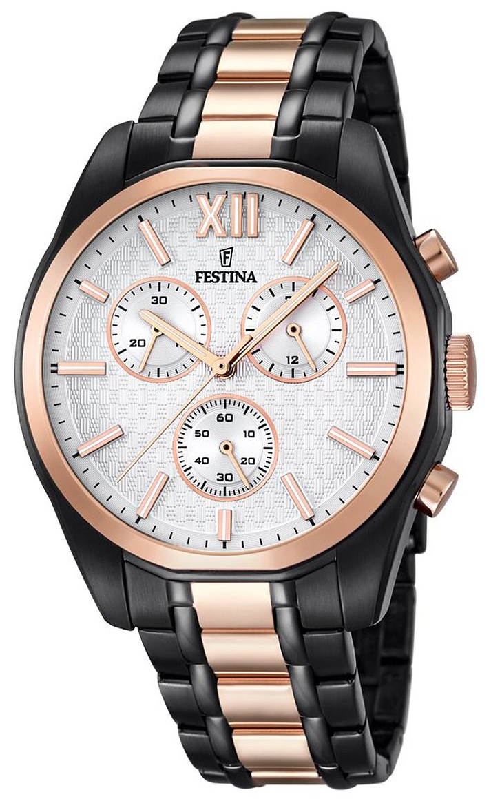 Festina Herrklocka F16856-1 Vit/Roséguldstonat stål Ø43 mm