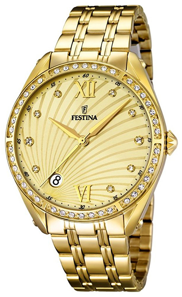 Festina Damklocka F16895-2 Gulguldstonad/Gulguldtonat stål Ø37 mm - Festina