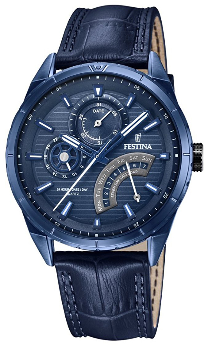 Festina Herrklocka F16987-1 Blå/Läder Ø42 mm - Festina