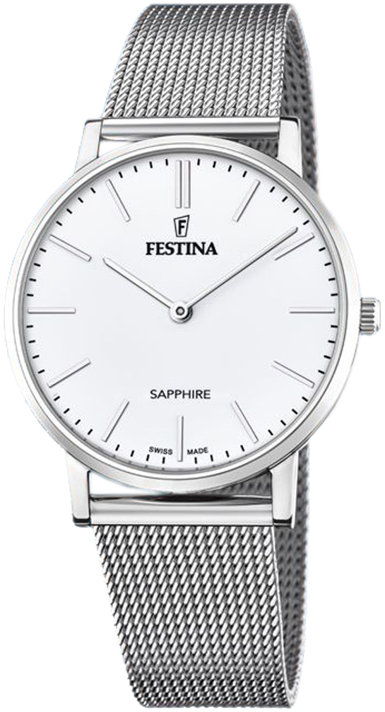 Festina Herrklocka F20014-1 Swiss Made Vit/Stål Ø39 mm - Festina