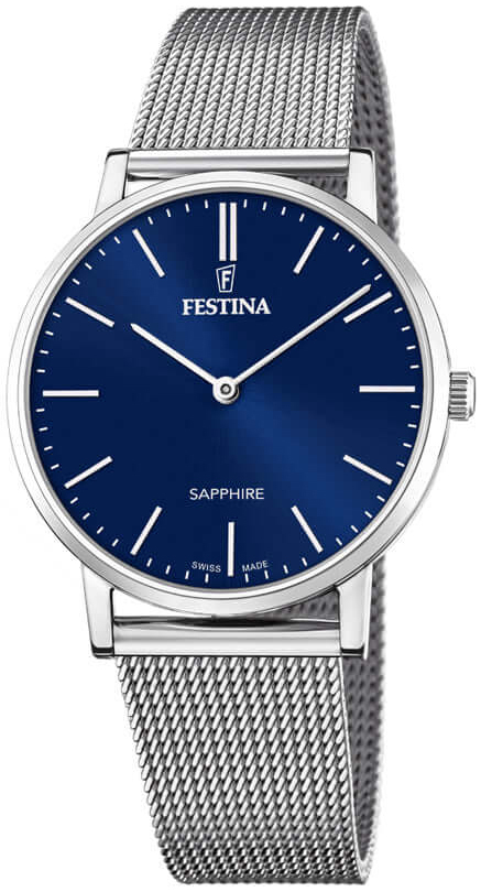 Festina Herrklocka F20014-2 Swiss Made Blå/Stål Ø40 mm - Festina