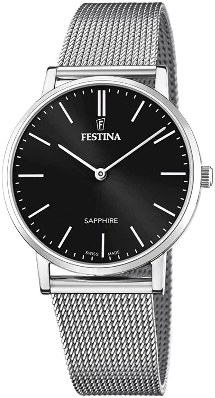 Festina Herrklocka F20014-3 Swiss Made Svart/Stål Ø39 mm - Festina