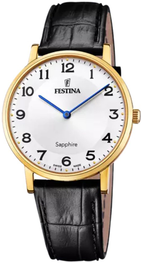 Festina Herrklocka F20016-5 Swiss Made Vit/Läder Ø39.3 mm - Festina