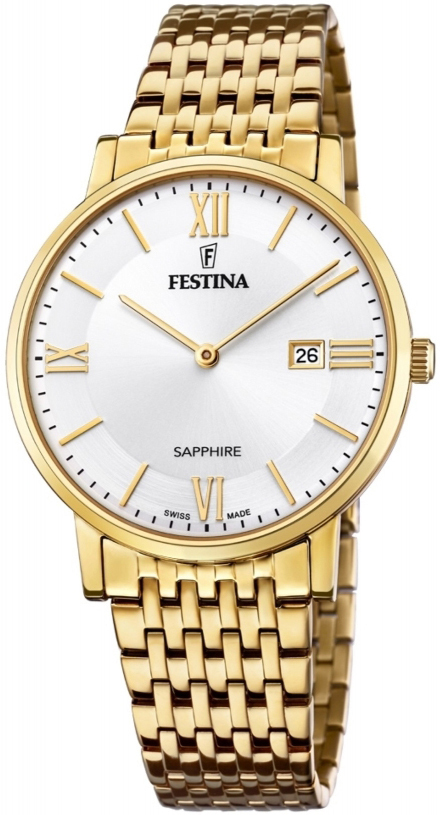 Festina Herrklocka F20020-1 Vit/Gulguldtonat stål Ø39 mm - Festina