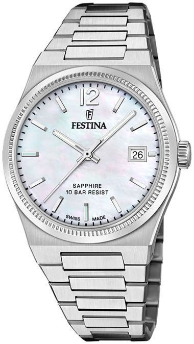 Festina Damklocka F20035-1 Swiss Made Vit/Stål Ø35 mm - Festina