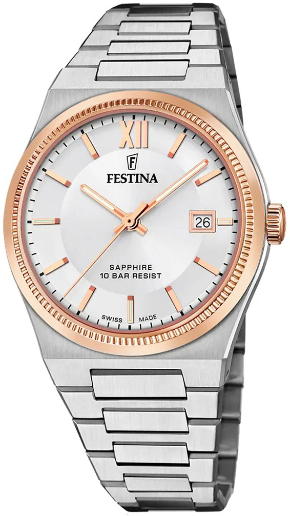 Festina Herrklocka F20036-1 Swiss Made Silverfärgad/Stål Ø40 mm - Festina