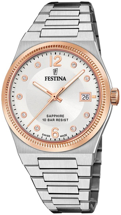 Festina Damklocka F20037-1 Swiss Made Silverfärgad/Stål Ø35 mm - Festina