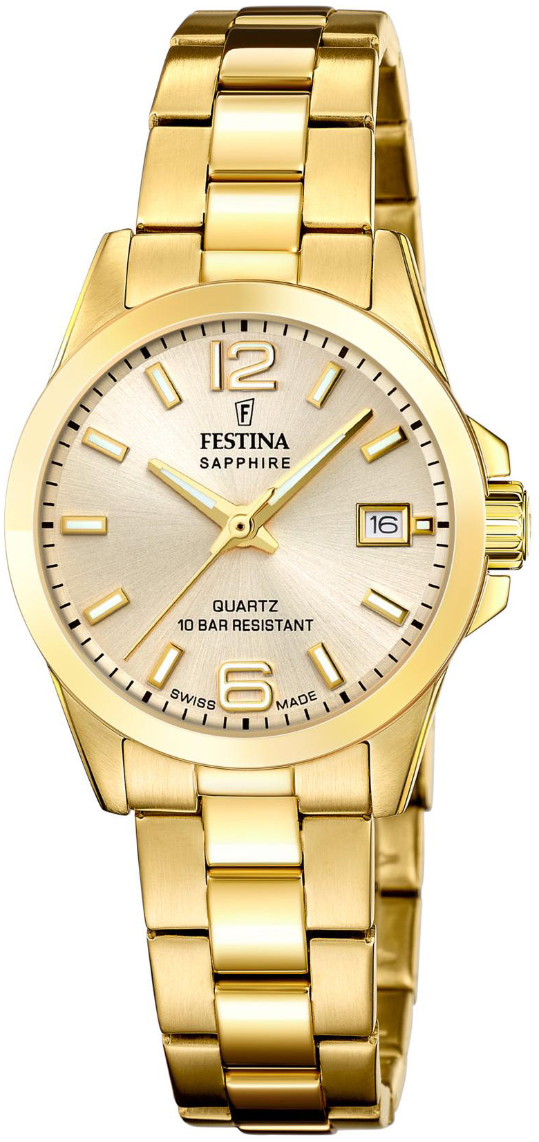 Festina Damklocka F20050-2 Swiss Made Guld/Gulguldtonat stål Ø29.5 - Festina