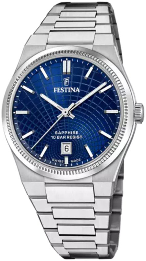 Festina Herrklocka F20051-4 Swiss Made Blå/Stål Ø40 mm - Festina