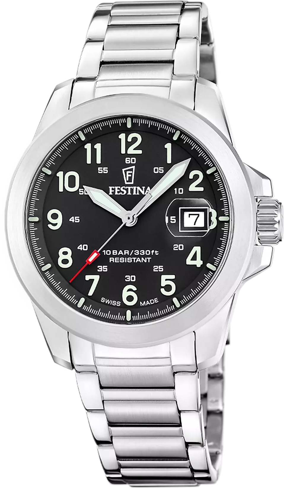 Festina Herrklocka F20081-4 Swiss Made Field Svart/Stål Ø41.8 mm - Festina