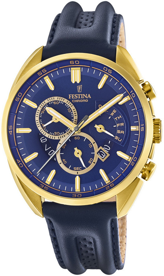 Festina Herrklocka F20268-2 Blå/Läder Ø42 mm - Festina