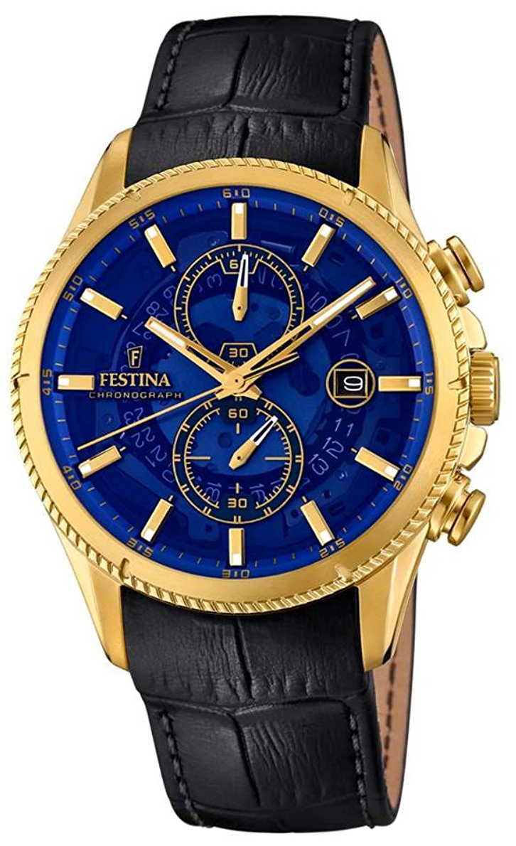 Festina Herrklocka F20270-2 Blå/Läder Ø43 mm - Festina