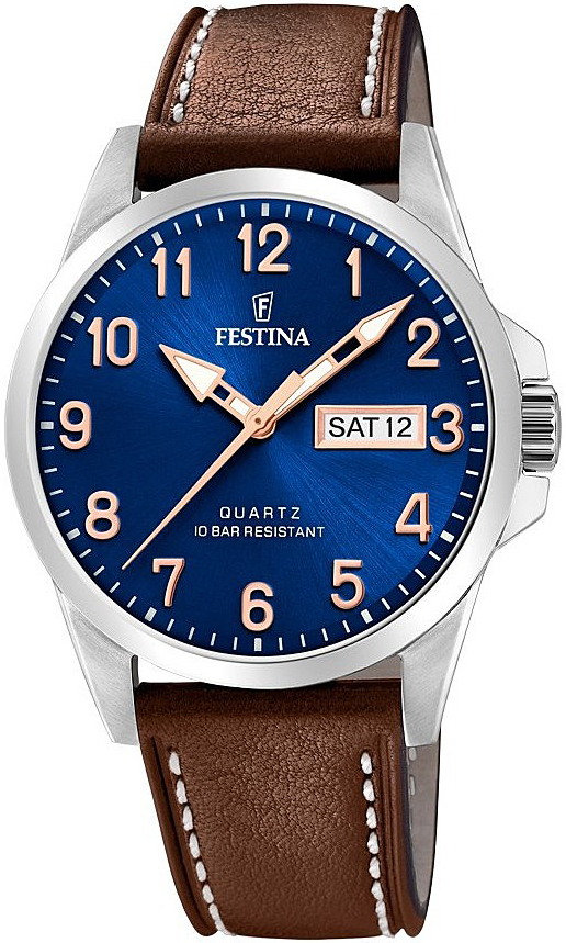 Festina Herrklocka F20358-B Blå/Läder Ø41 mm - Festina
