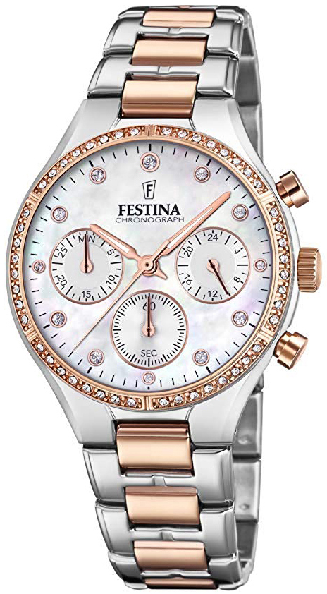 Festina Damklocka F20403-1 Vit/Roséguldstonat stål Ø36 mm - Festina