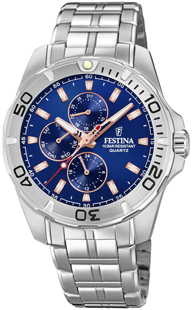 Festina Herrklocka F20445-5 Blå/Stål Ø43 mm - Festina
