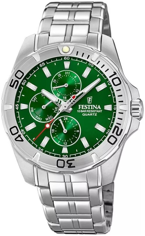 Festina Herrklocka F20445-7 Multifunction Grön/Stål Ø43 mm - Festina