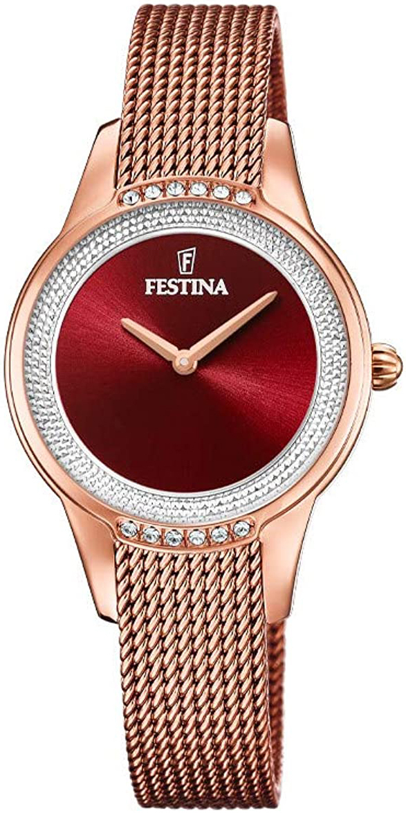 Festina Damklocka F20496-1 Röd/Roséguldstonat stål Ø30 mm - Festina