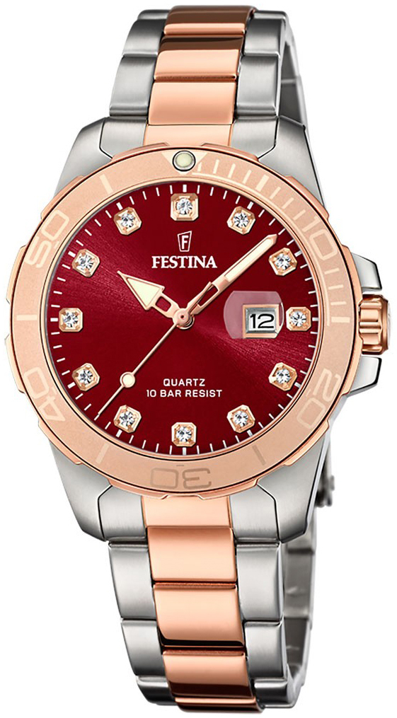 Festina Damklocka F20505-2 Boyfriend Röd/Roséguldstonat stål Ø35 - Festina