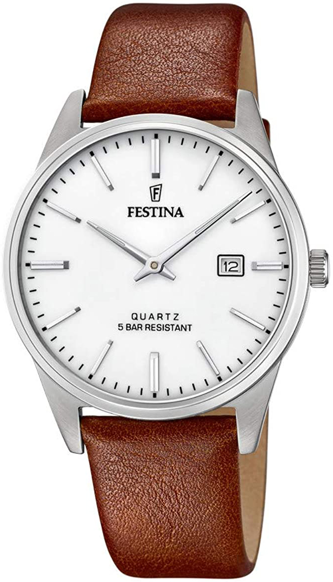 Festina Herrklocka F20512-2 Vit/Läder Ø39 mm - Festina