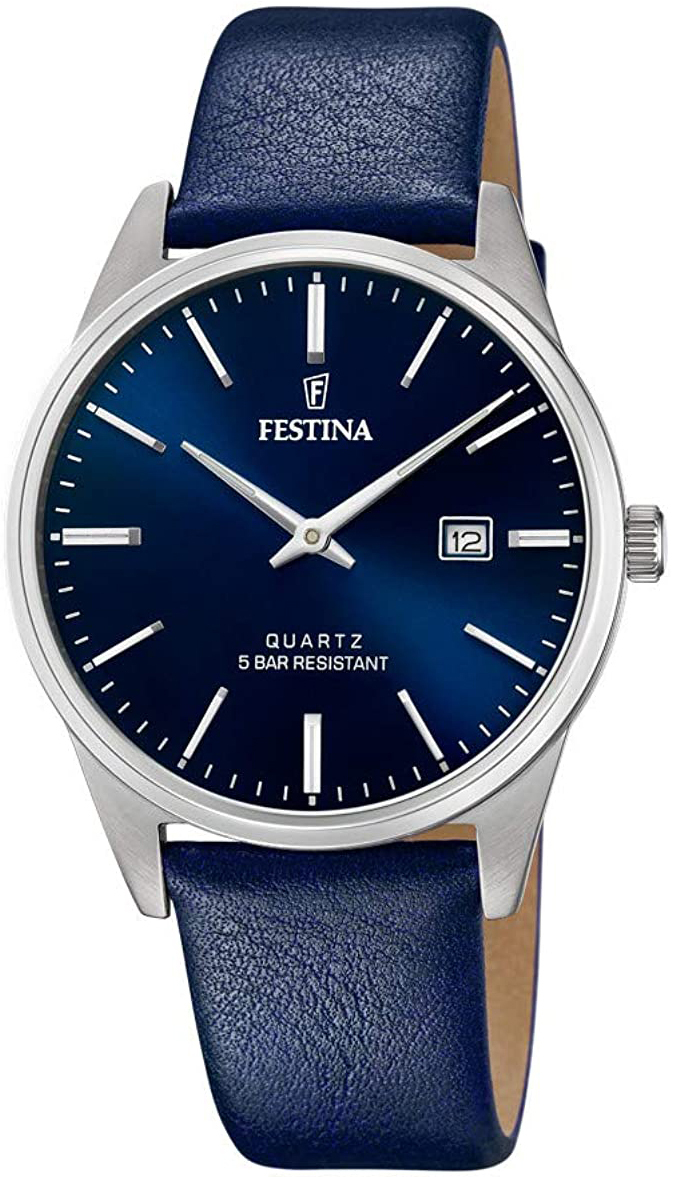 Festina Herrklocka F20512-3 Blå/Läder Ø39 mm - Festina