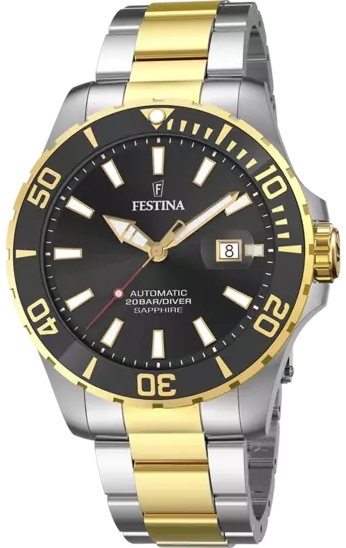 Festina Herrklocka F20532-2 Diver Svart/Guldtonat stål Ø44 mm - Festina