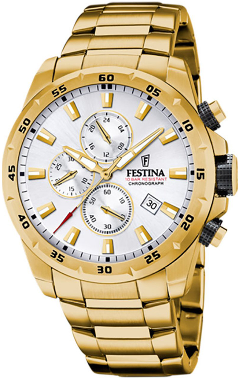 Festina Herrklocka F20541-1 Chrono Bike Silverfärgad/Gulguldtonat - Festina