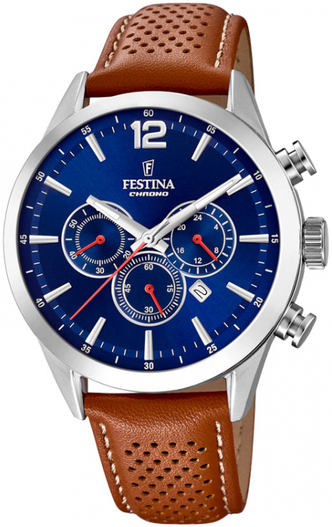 Festina Herrklocka F20542-3 Timeless Blå/Läder Ø43.5 mm - Festina