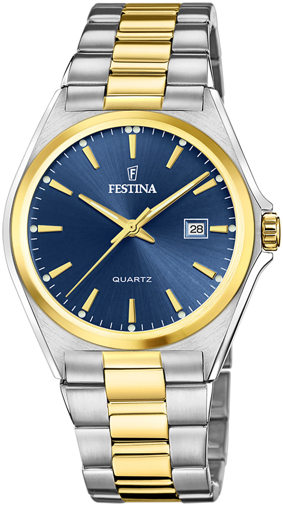 Festina Herrklocka F20554-4 Classic Blå/Gulguldtonat stål Ø40 mm - Festina