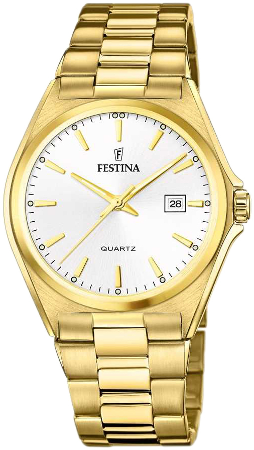Festina Herrklocka F20555-2 Classic Vit/Gulguldtonat stål Ø40 mm - Festina