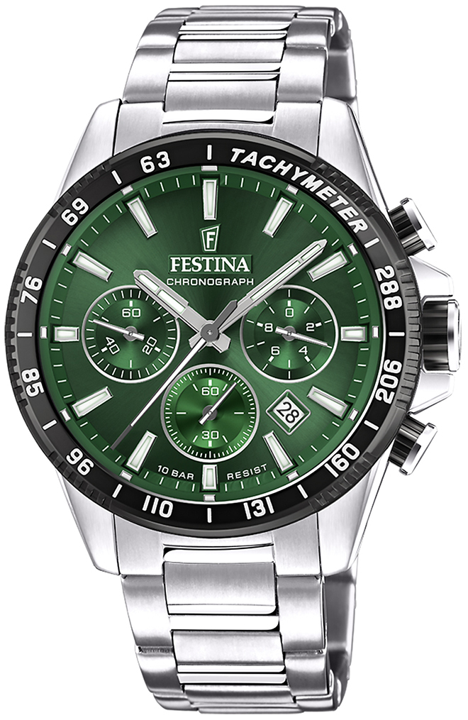 Festina Herrklocka F20560-4 Timeless Grön/Stål Ø45 mm - Festina