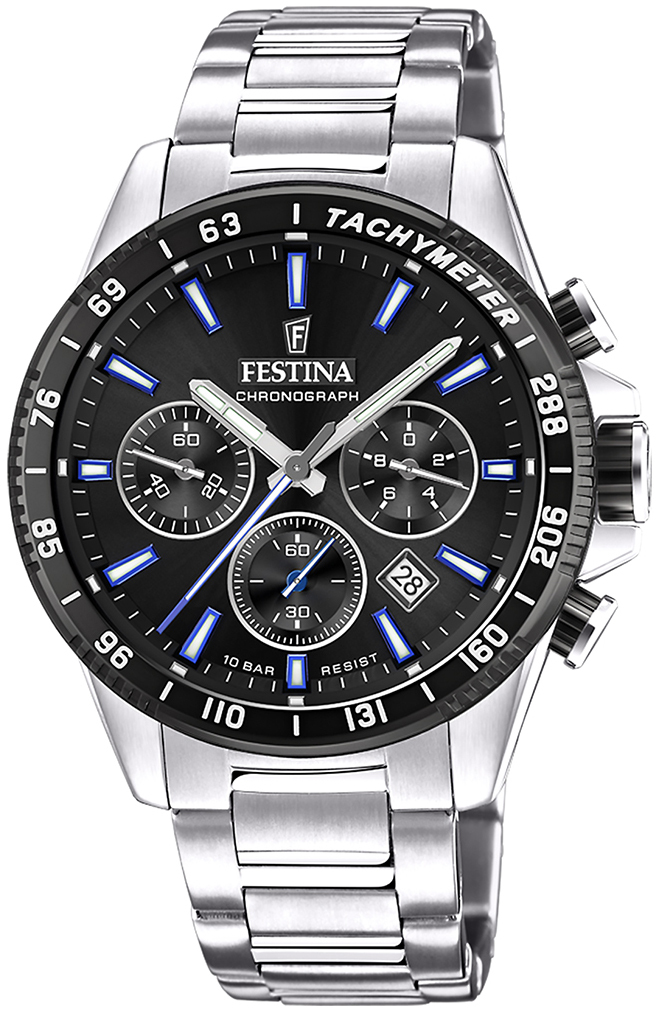 Festina Herrklocka F20560-5 Timeless Svart/Stål Ø45 mm - Festina