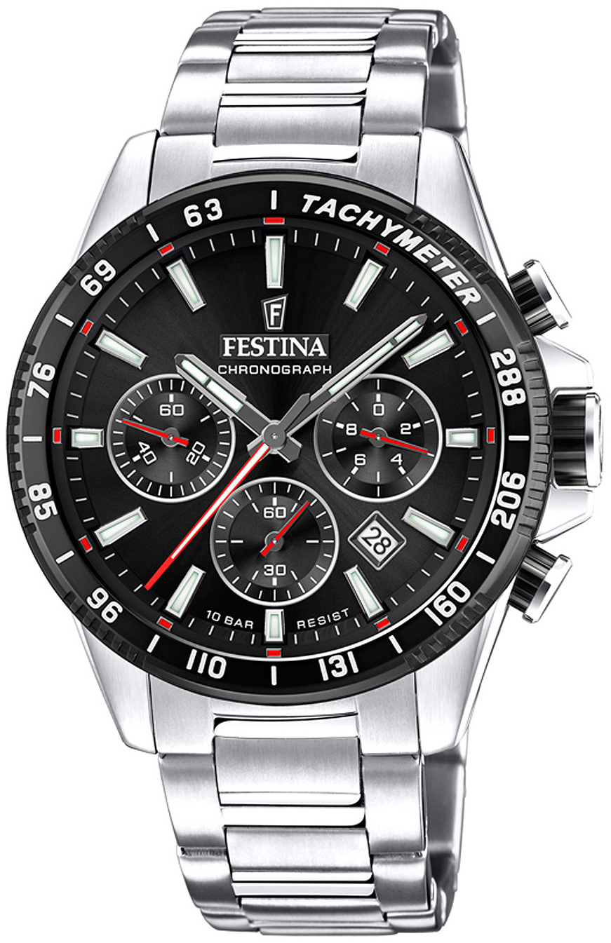 Festina Herrklocka F20560-6 Timeless Svart/Stål Ø45 mm - Festina