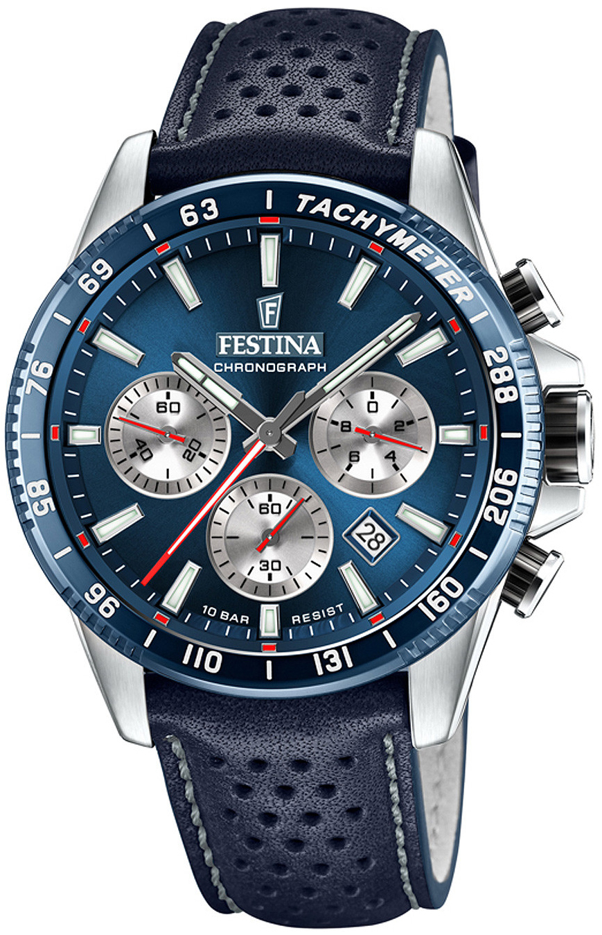 Festina Herrklocka F20561-2 Timeless Blå/Läder Ø45 mm - Festina