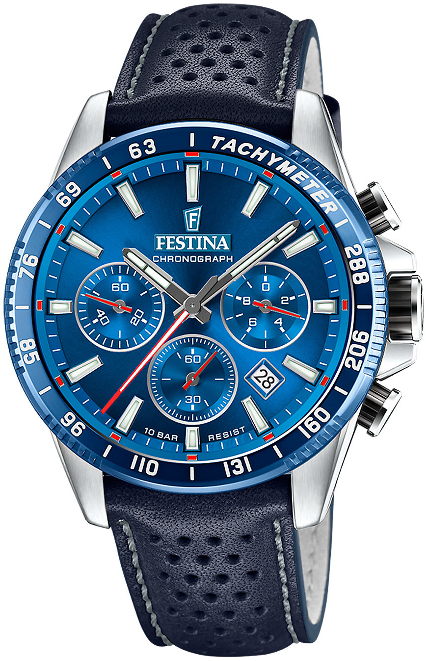 Festina Herrklocka F20561-3 Timeless Blå/Läder Ø45 mm - Festina