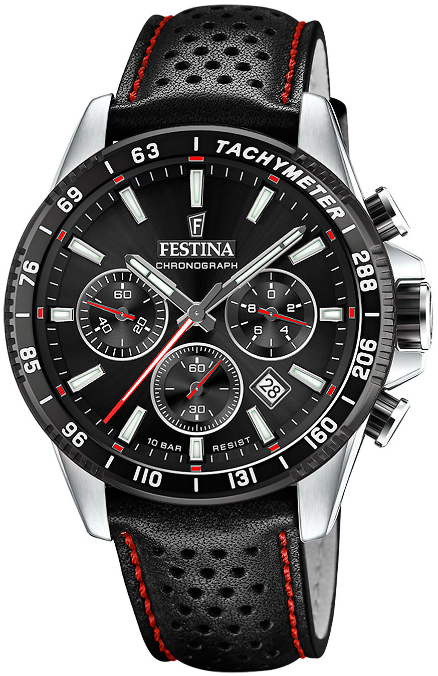 Festina Herrklocka F20561-4 Timeless Svart/Läder Ø45 mm - Festina