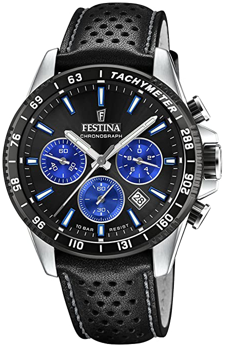 Festina Herrklocka F20561-6 Timeless Svart/Läder Ø45 mm - Festina
