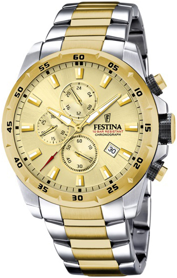 Festina Herrklocka F20562-1 Sport Guld/Gulguldtonat stål Ø45.5 mm - Festina