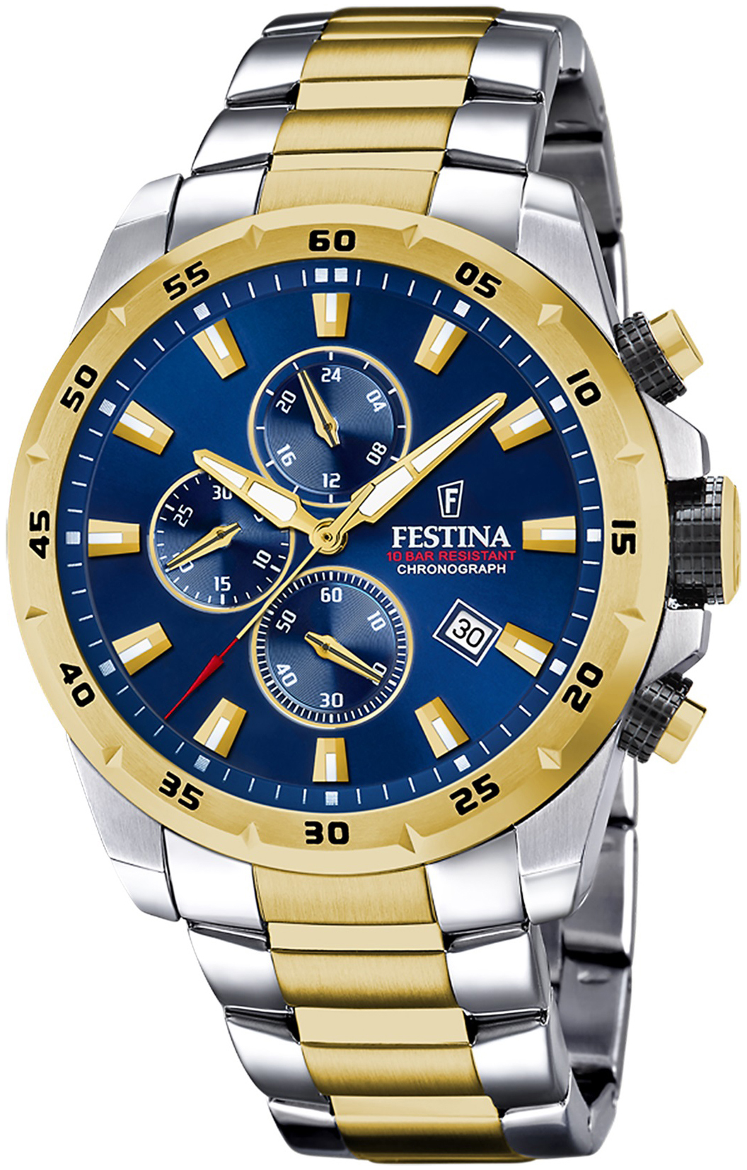 Festina Herrklocka F20562-2 Sport Blå/Gulguldtonat stål Ø45.5 mm - Festina
