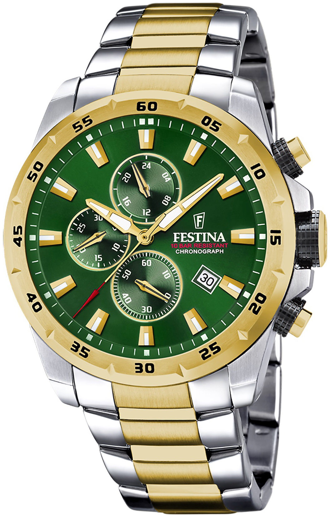 Festina Herrklocka F20562-3 Sport Grön/Gulguldtonat stål Ø45.5 mm - Festina