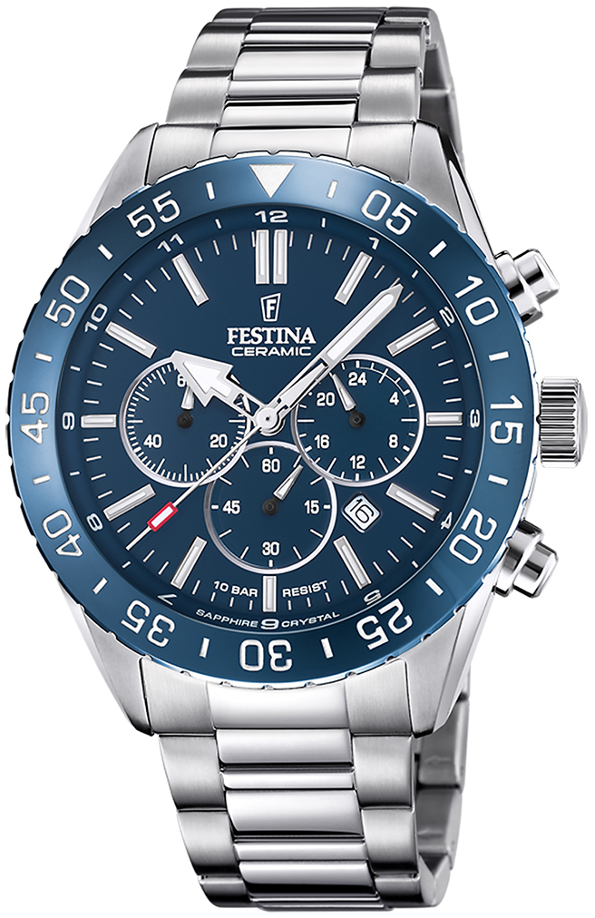 Festina Herrklocka F20575-2 Ceramic Blå/Stål Ø44 mm - Festina