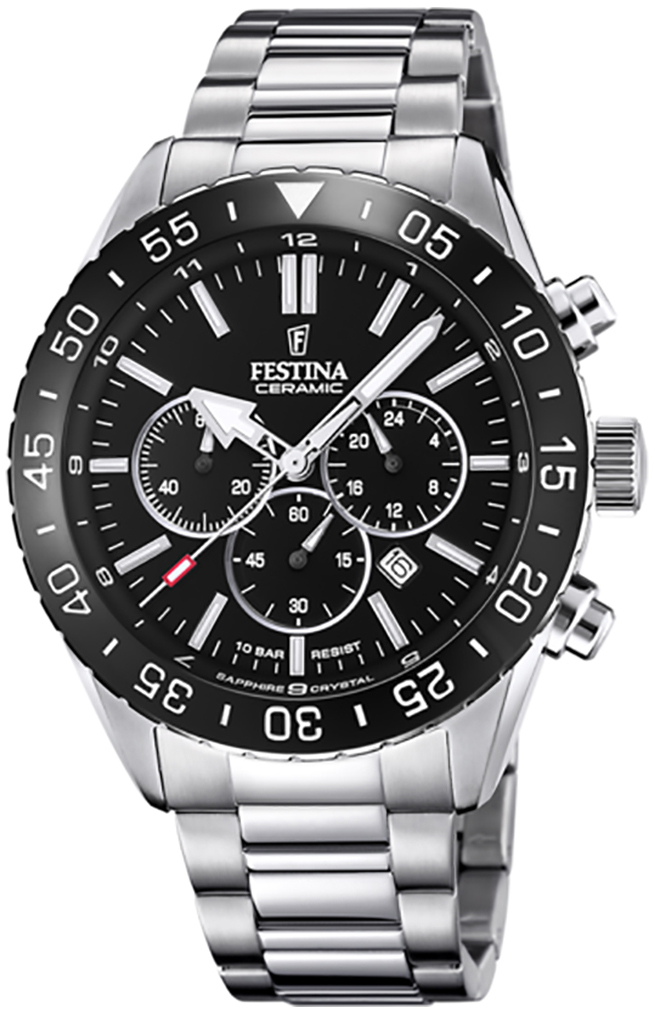 Festina Herrklocka F20575-3 Ceramic Svart/Stål Ø44 mm - Festina