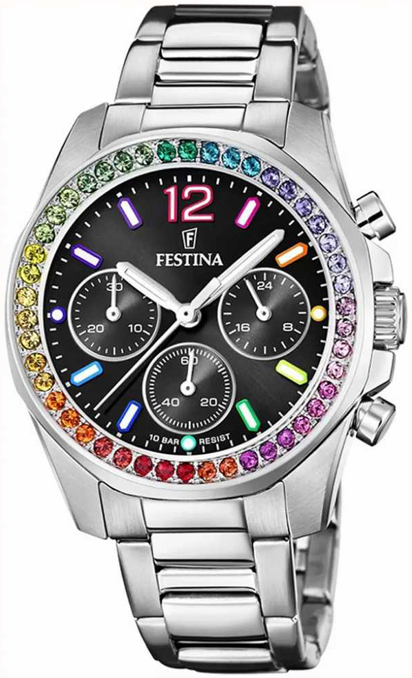 Festina Damklocka F20606-3 Boyfriend Svart/Stål Ø39 mm - Festina
