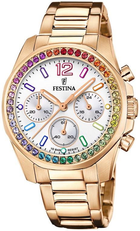Festina Damklocka F20609-2 Boyfriend Vit/Gulguldtonat stål Ø38.1 mm - Festina