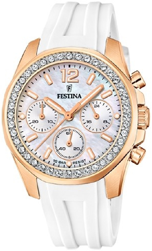 Festina Damklocka F20611-1 Boyfriend Vit/Gummi Ø38.1 mm - Festina