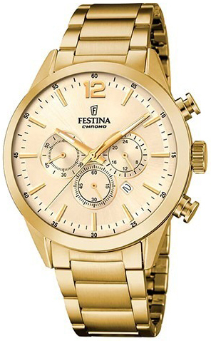 Festina Herrklocka F20633-4 Timeless Guld/Gulguldtonat stål Ø43 mm